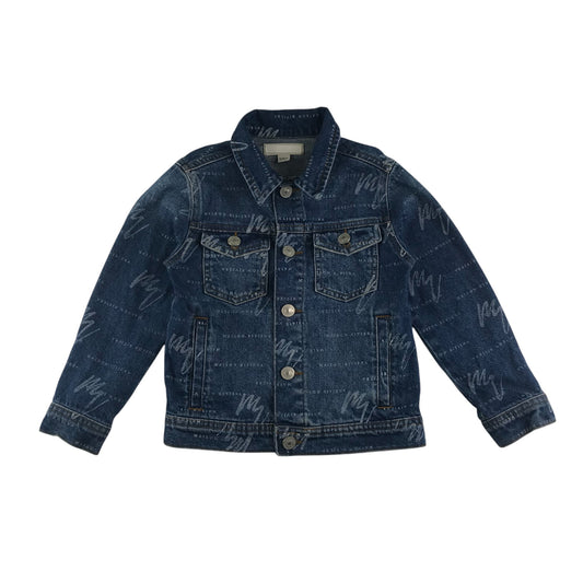 River Island denim jacket 5-6 years blue denim cotton with graphic prints