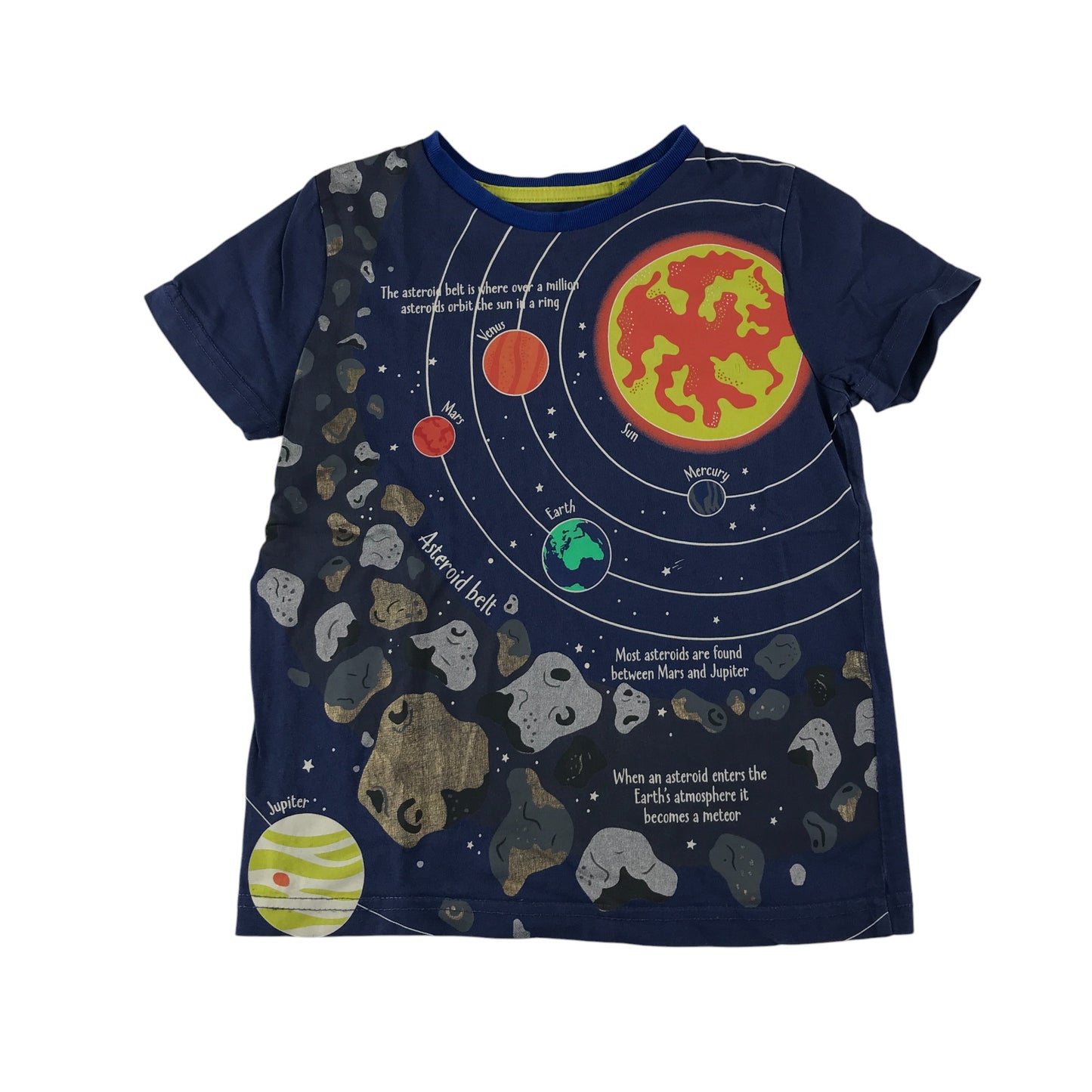 Boden t-shirt 6-7 years navy solar system graphic print design cotton
