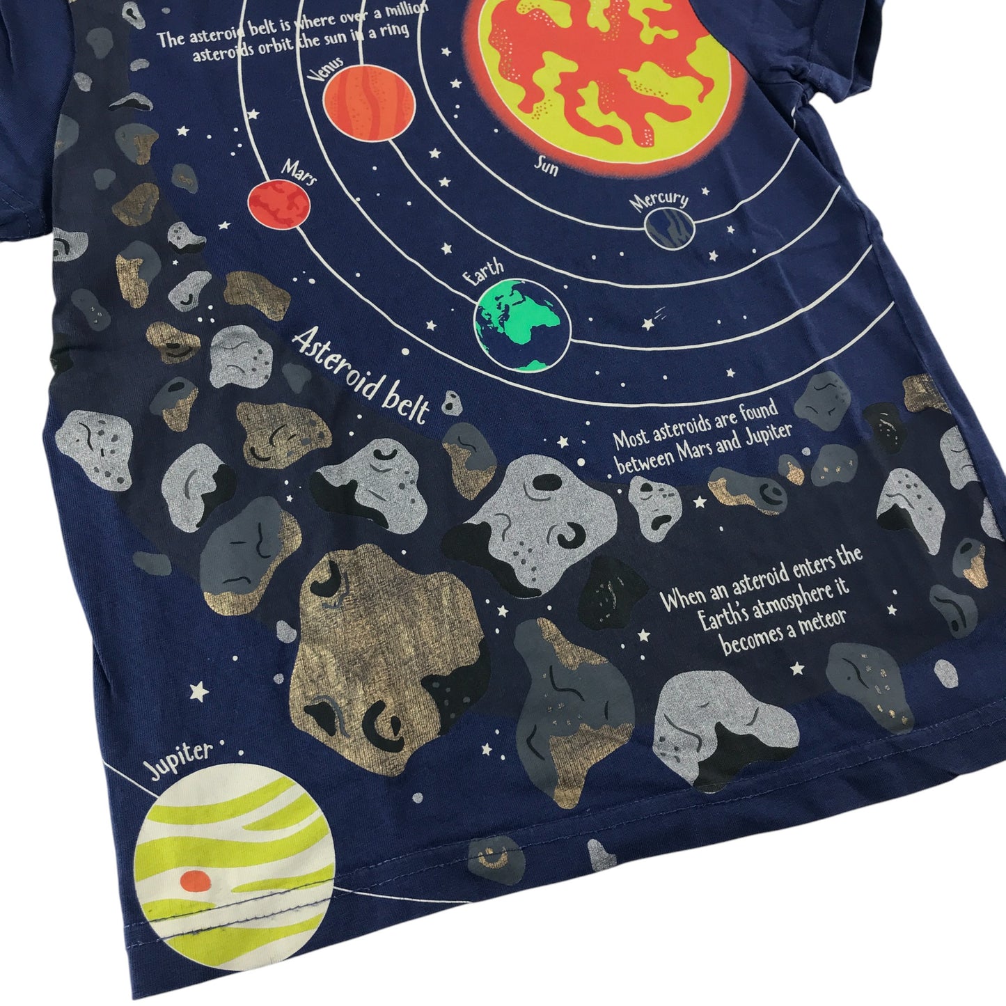 Boden t-shirt 6-7 years navy solar system graphic print design cotton