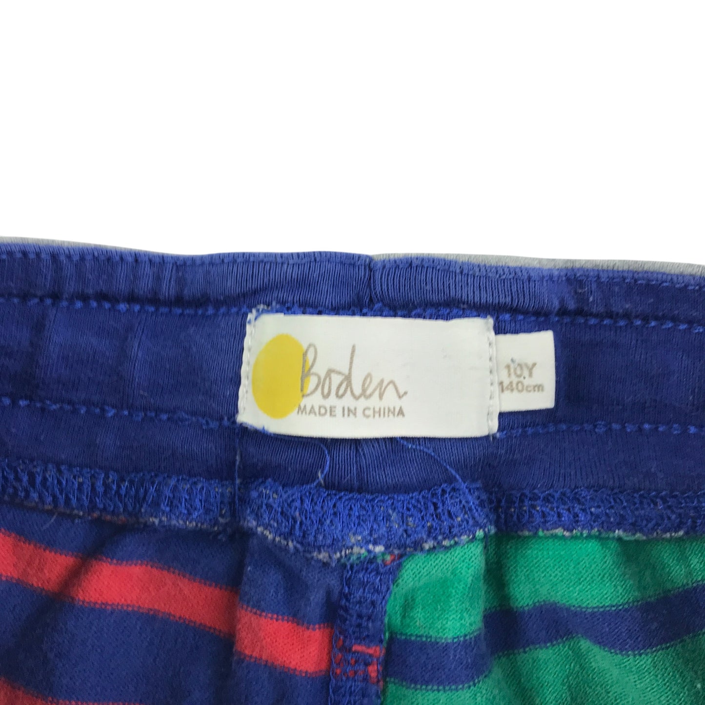 Mini Boden jogger short 9-10 years blue green red striped cotton