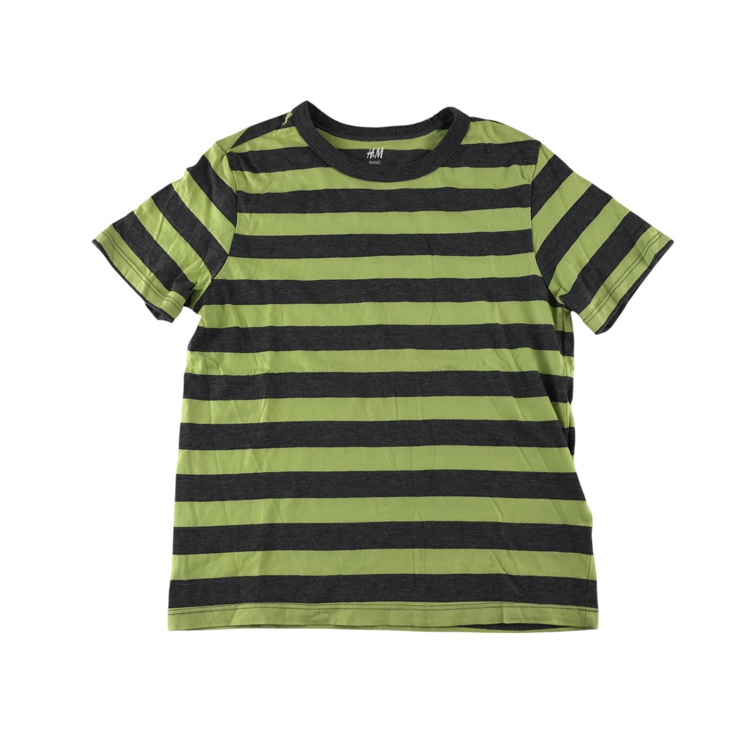 H&M t-shirt 7-8 years grey and yellow stripy design