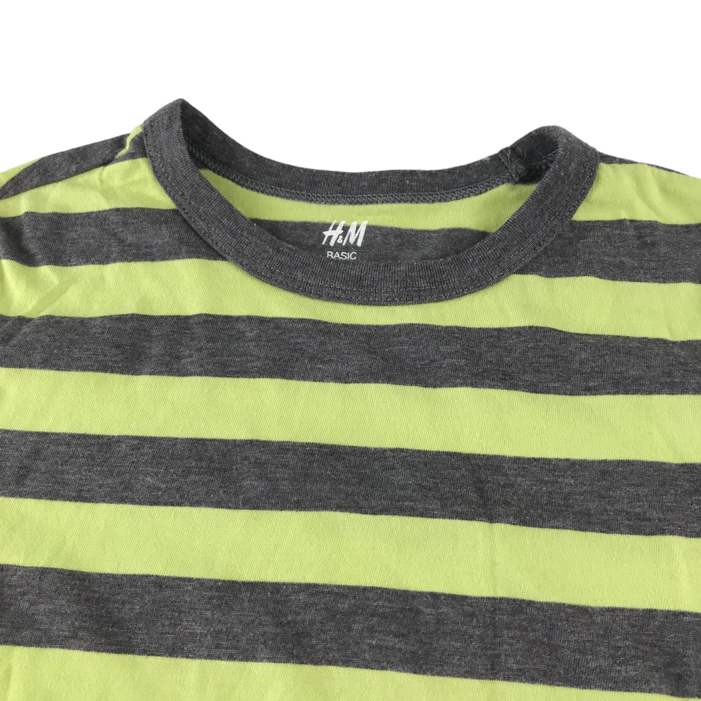 H&M t-shirt 7-8 years grey and yellow stripy design