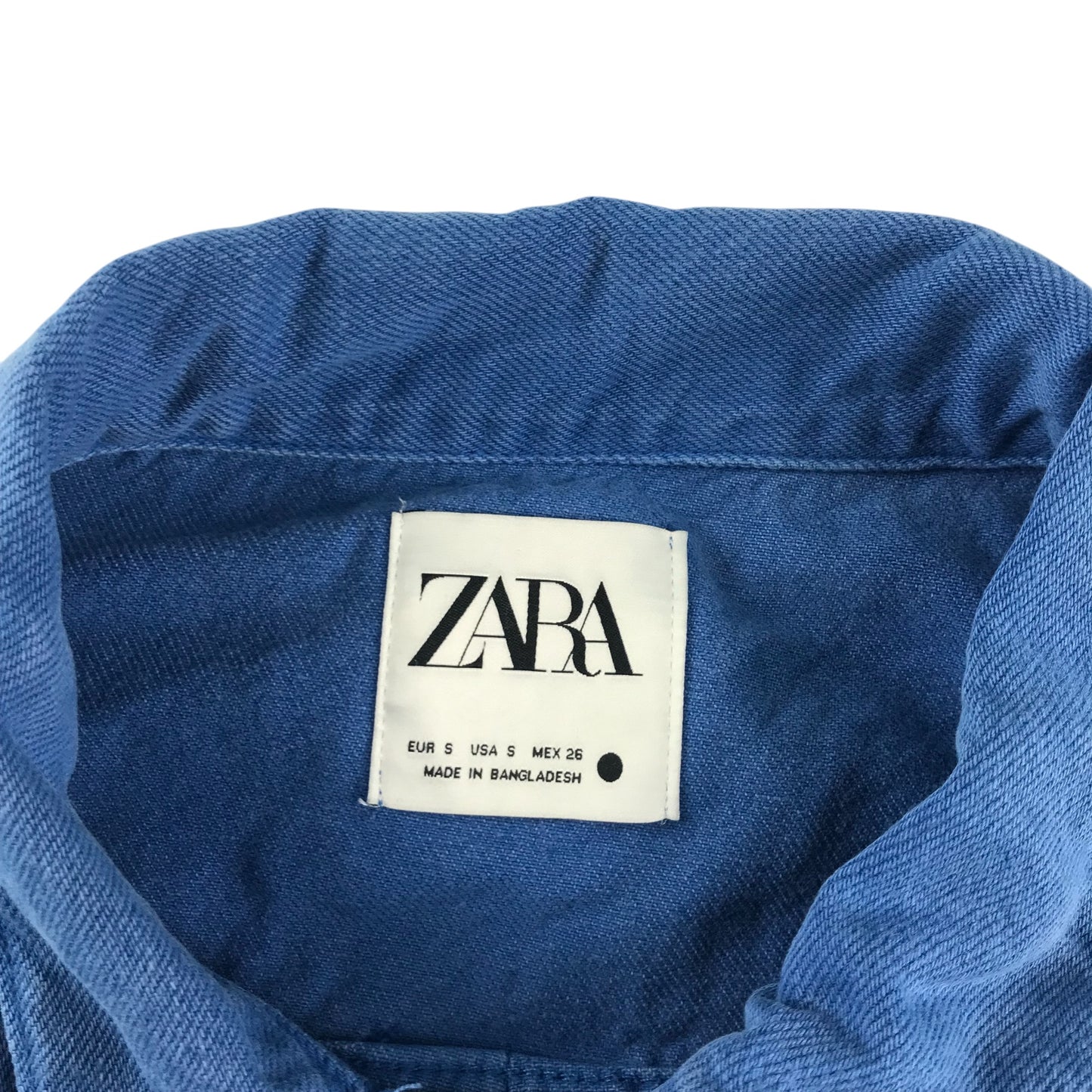ZARA denim shacket women size S blue cropped wide body cotton