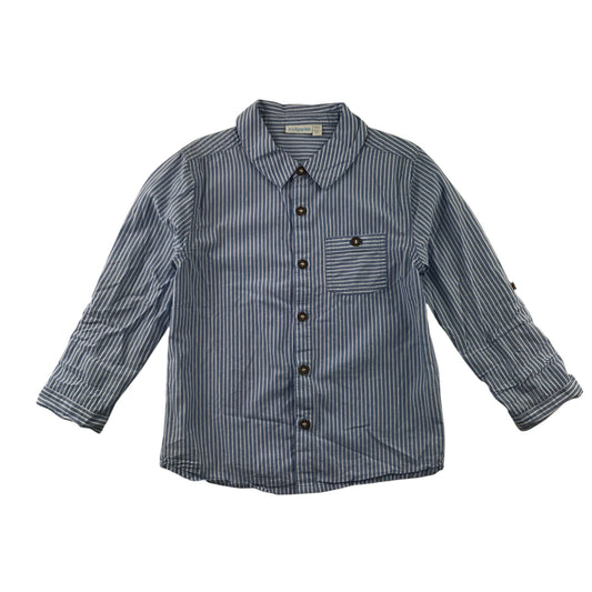 JoJo Maman Bebe Shirt 5-6 years Blue and White Stripes Cotton