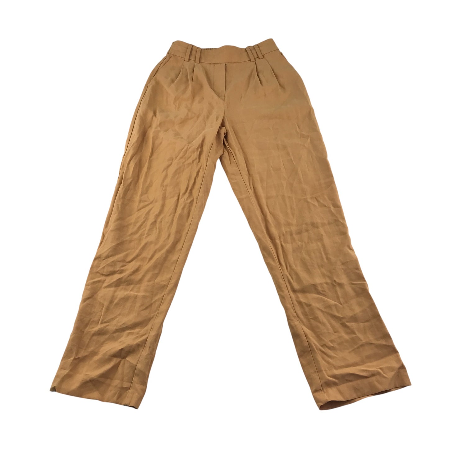 Primark trouser UK 6 womens tan pleated elasticated waist