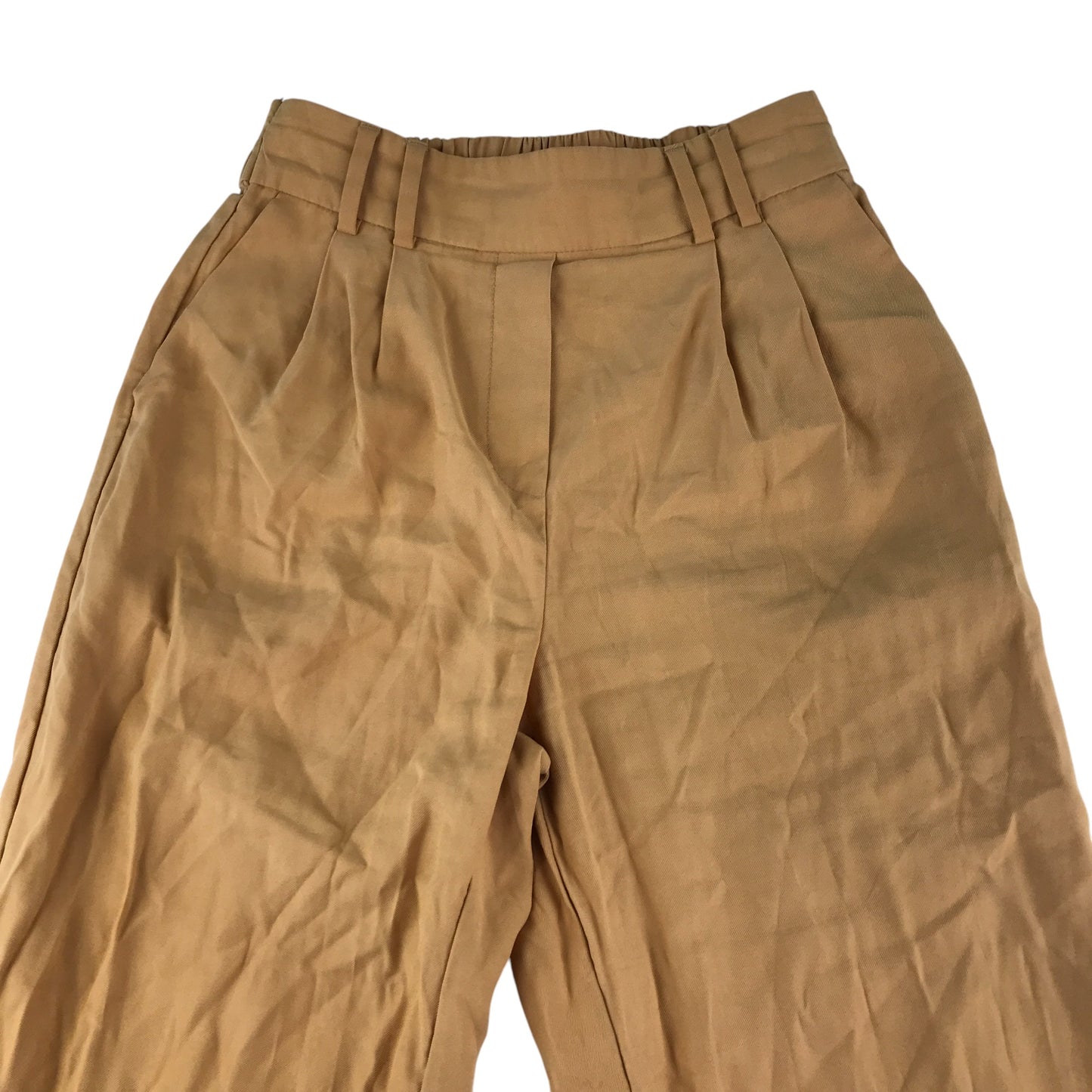 Primark trouser UK 6 womens tan pleated elasticated waist