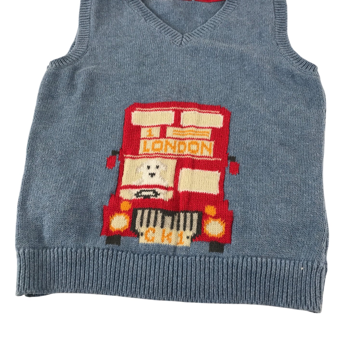 Cath Kidston vest 5-6 years blue knitted London bus cotton