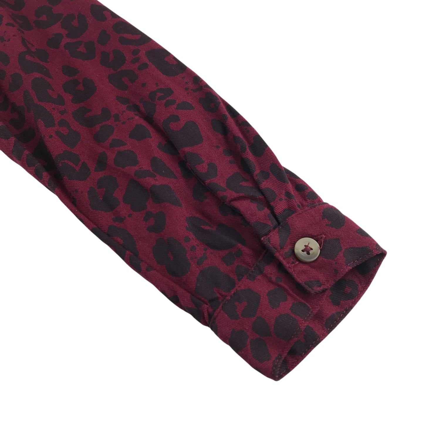 M&S Shirt Dress 7-8 Years Burgundy Button Up Leopard Print