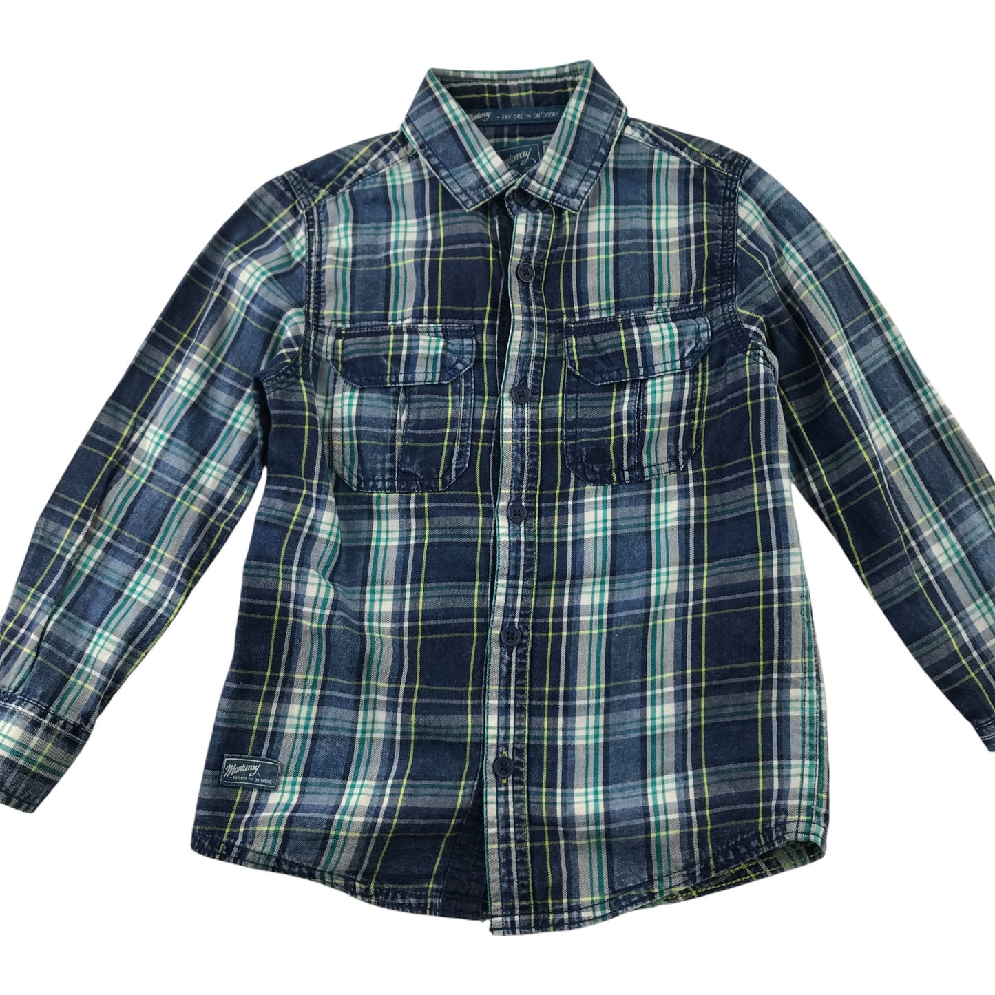 Mantaray Shirt 5-6 Years Green and Navy Checked Button Up