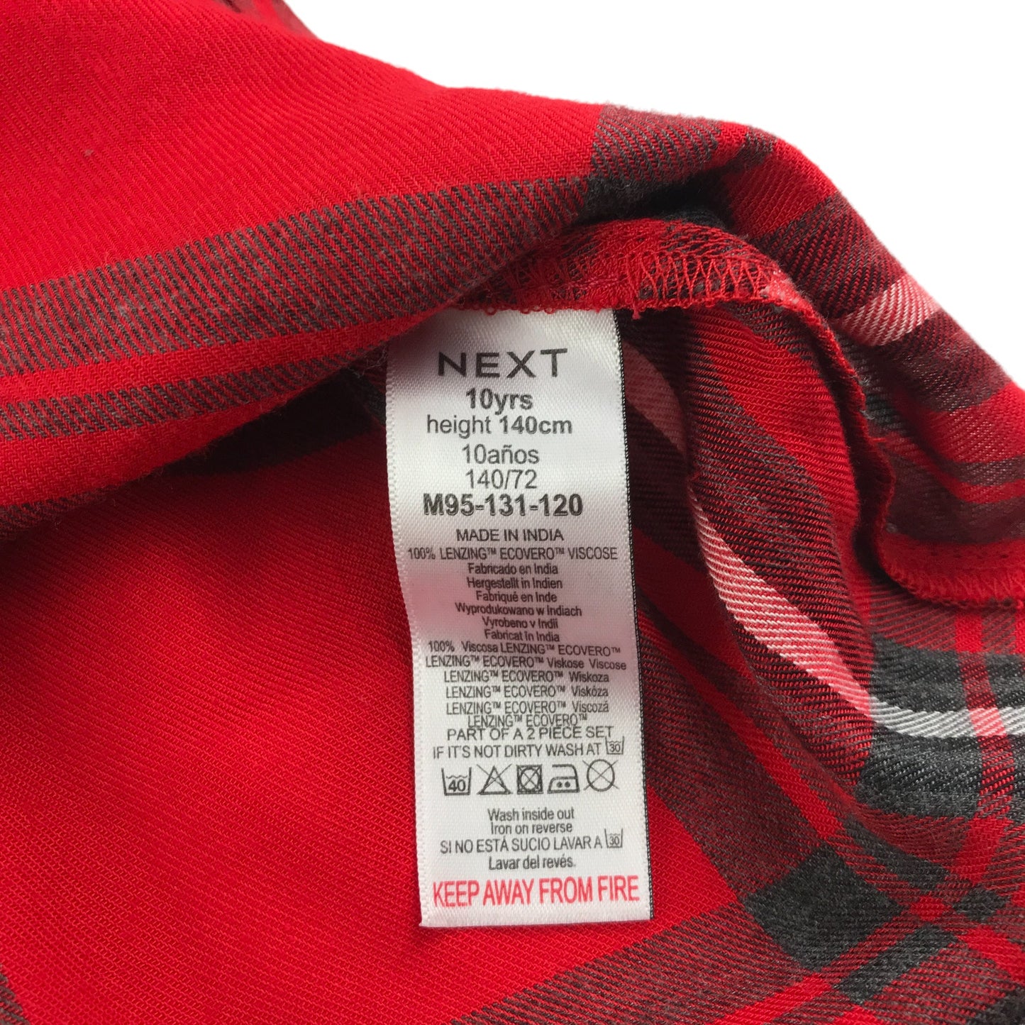 Next Shirt Dress Age 10 Red Multicolour Check Button Up
