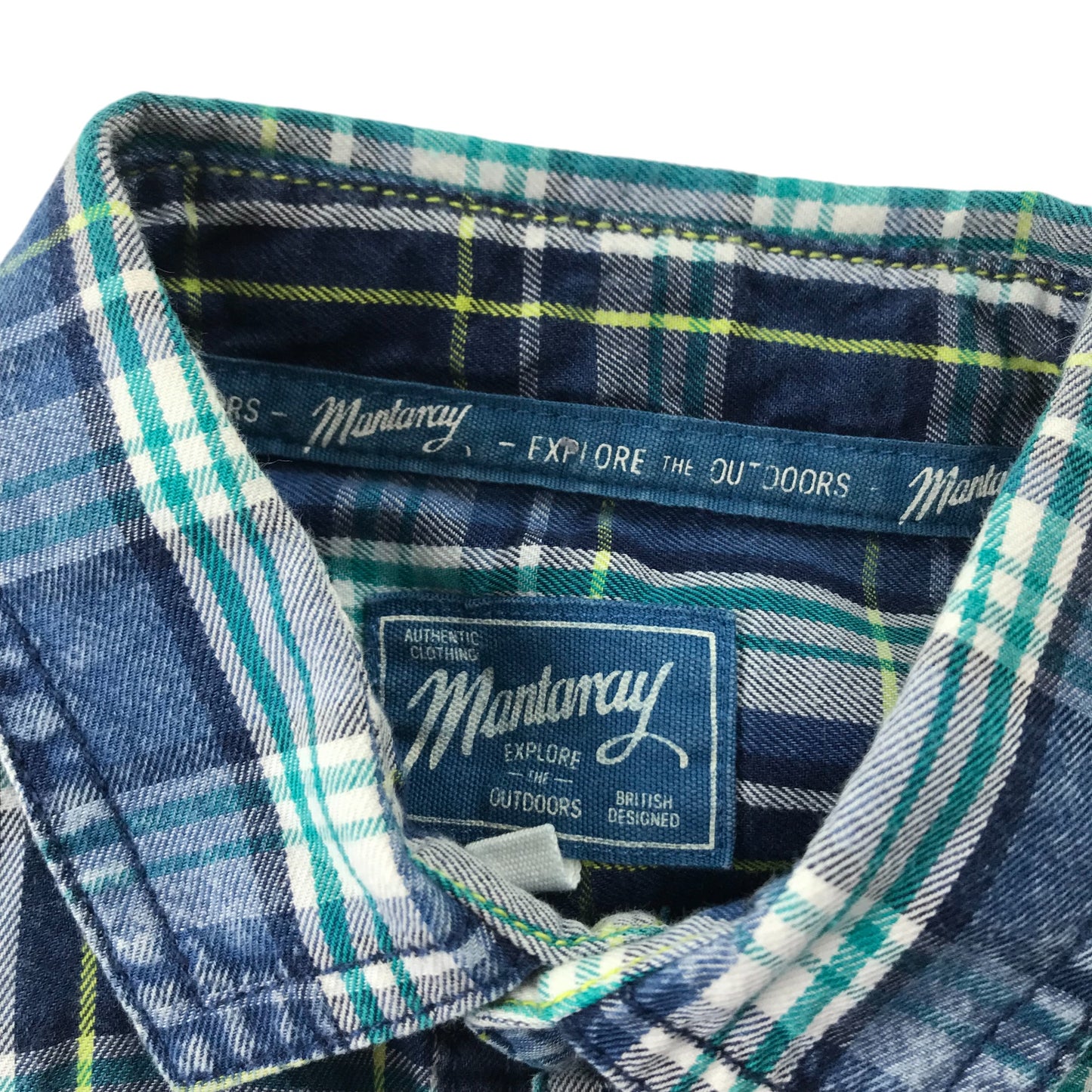 Mantaray Shirt 5-6 Years Green and Navy Checked Button Up