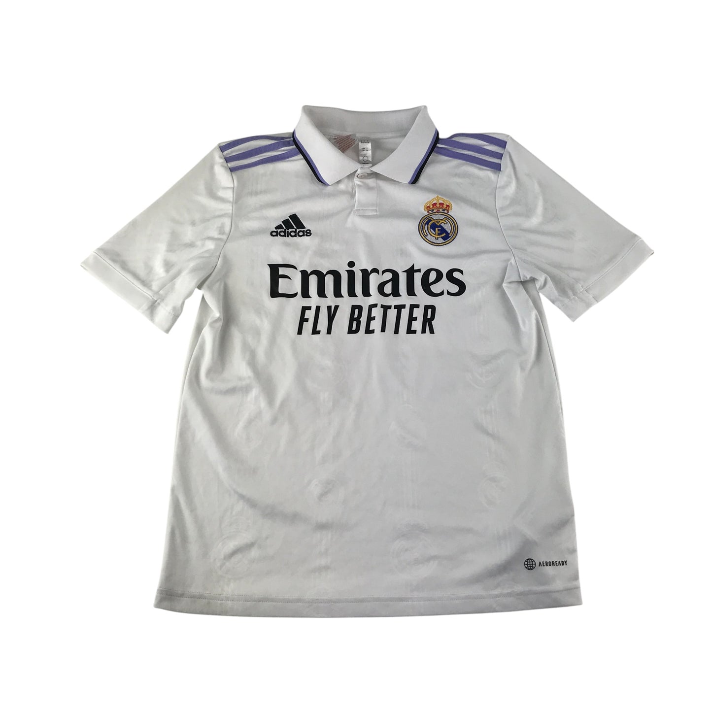 Adidas Real Madrid 22-23 home football strip 13-14 years white Vini Jr number 20