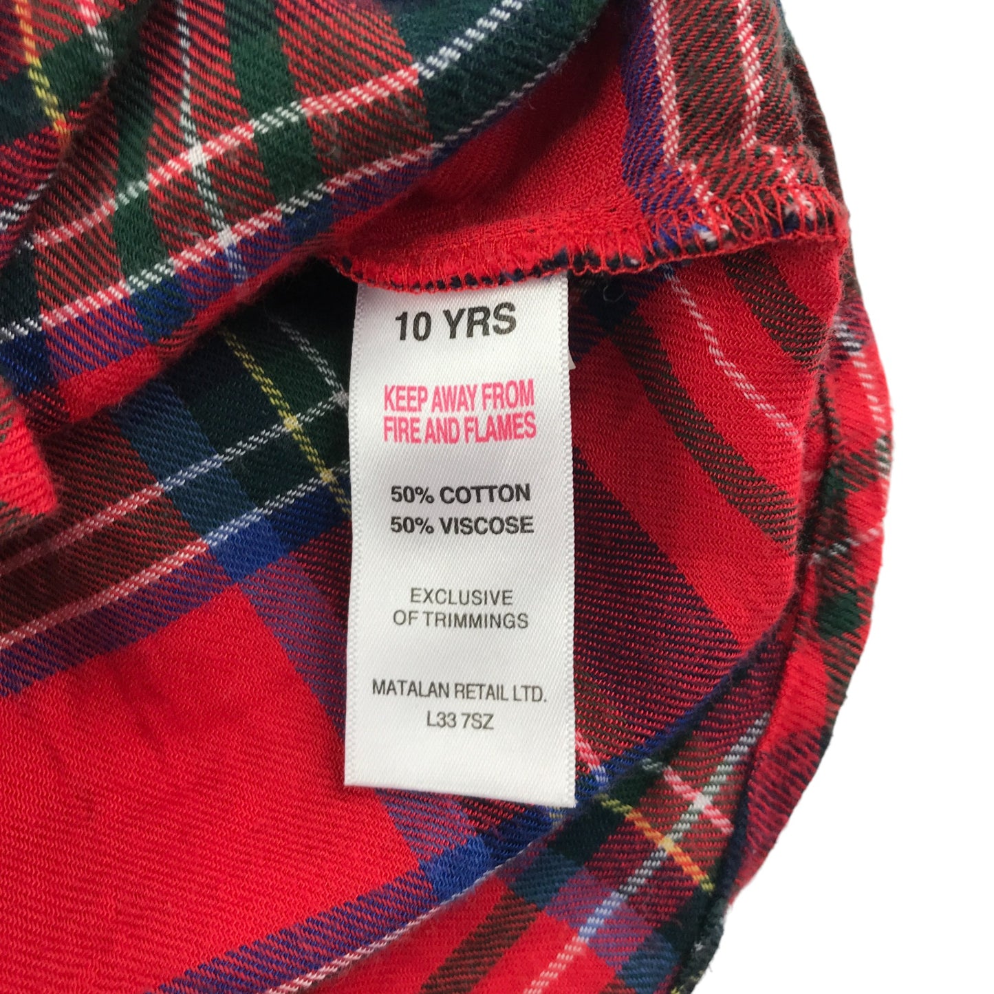 Matalan Shirt Dress Age 10 Red Multicolour Check Button Up