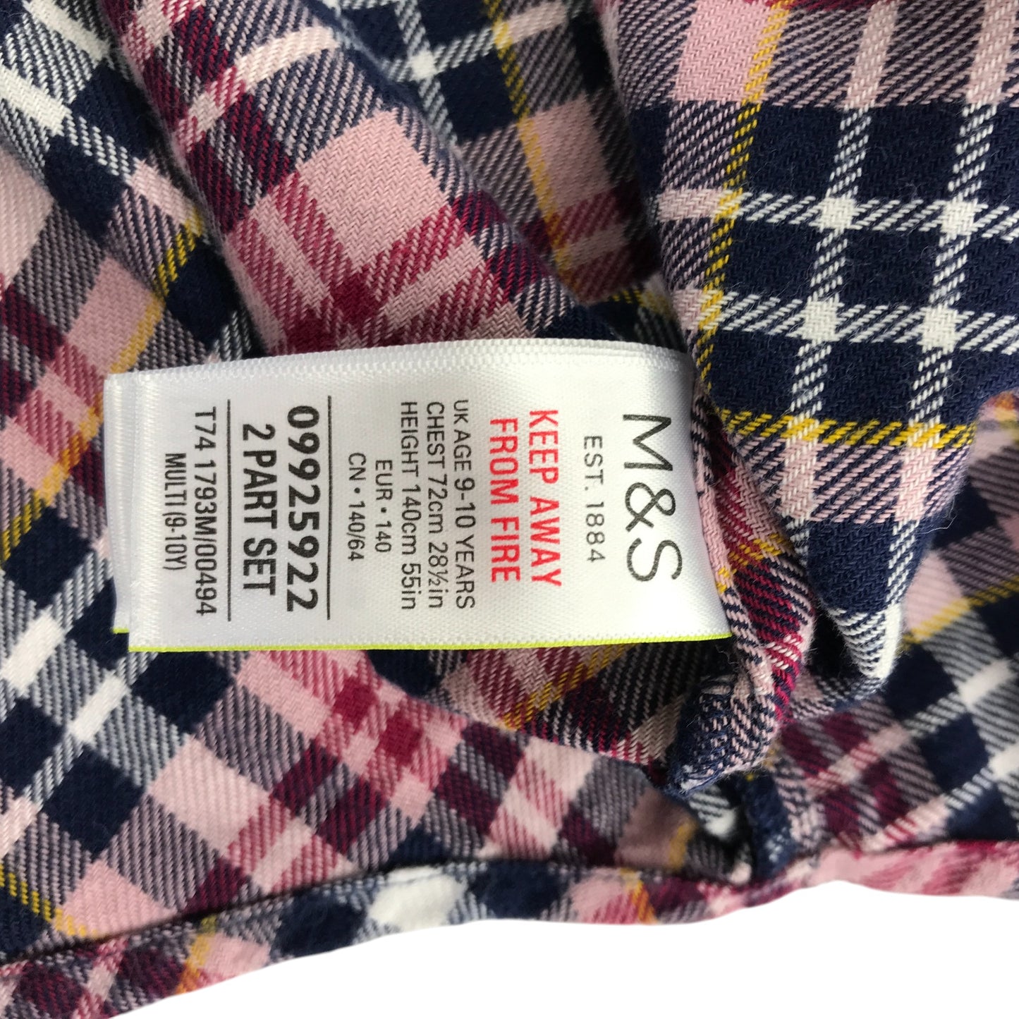 M&S Longline Shirt 9-10 years tan multicolour check button black sequins cotton