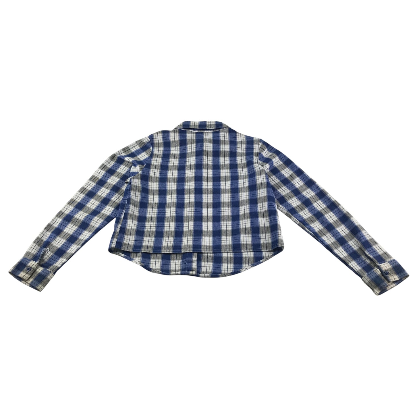 Matalan shirt 11-12 years blue and white checked pattern cropped blouse