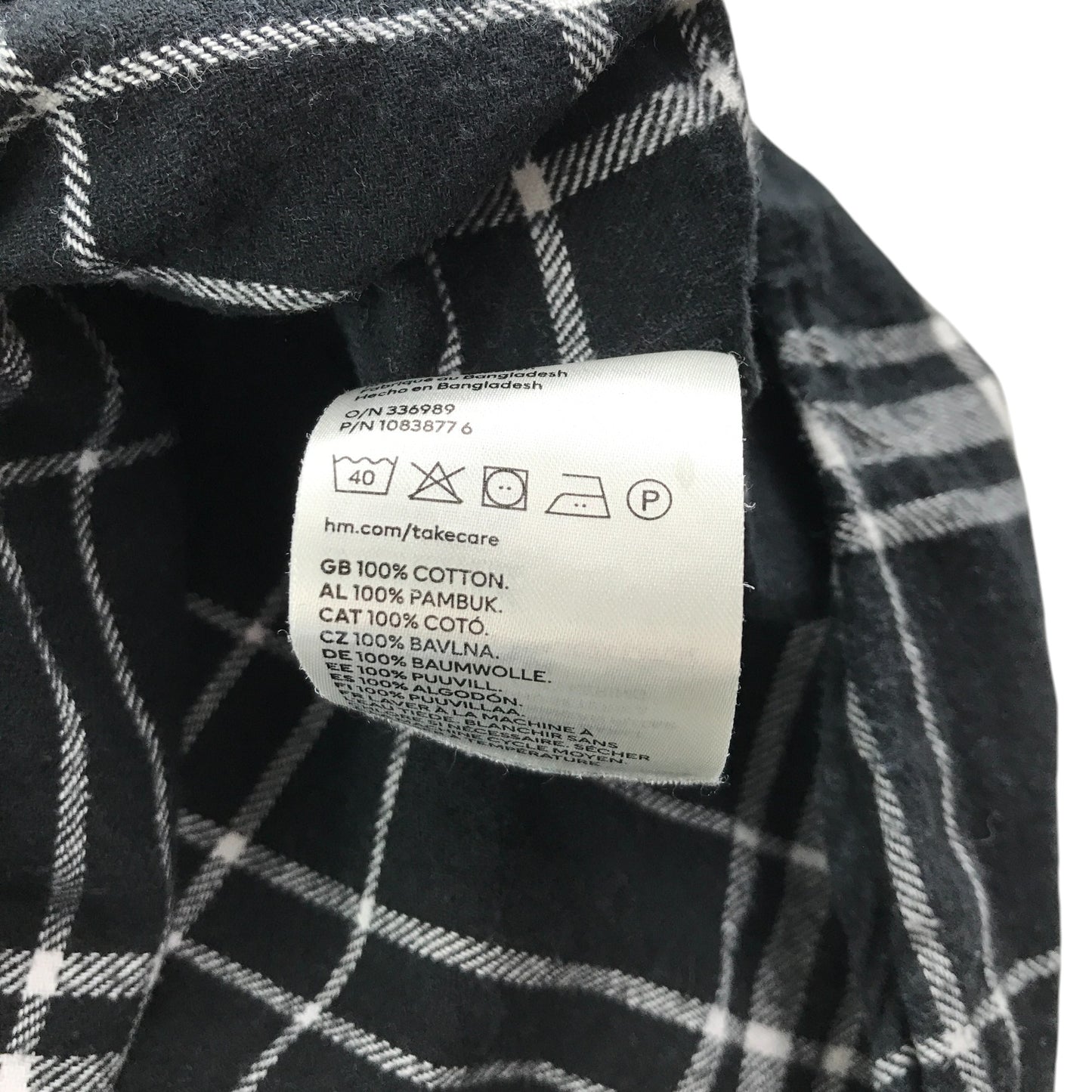 H&M shirt 12-13 years black and white checked pattern