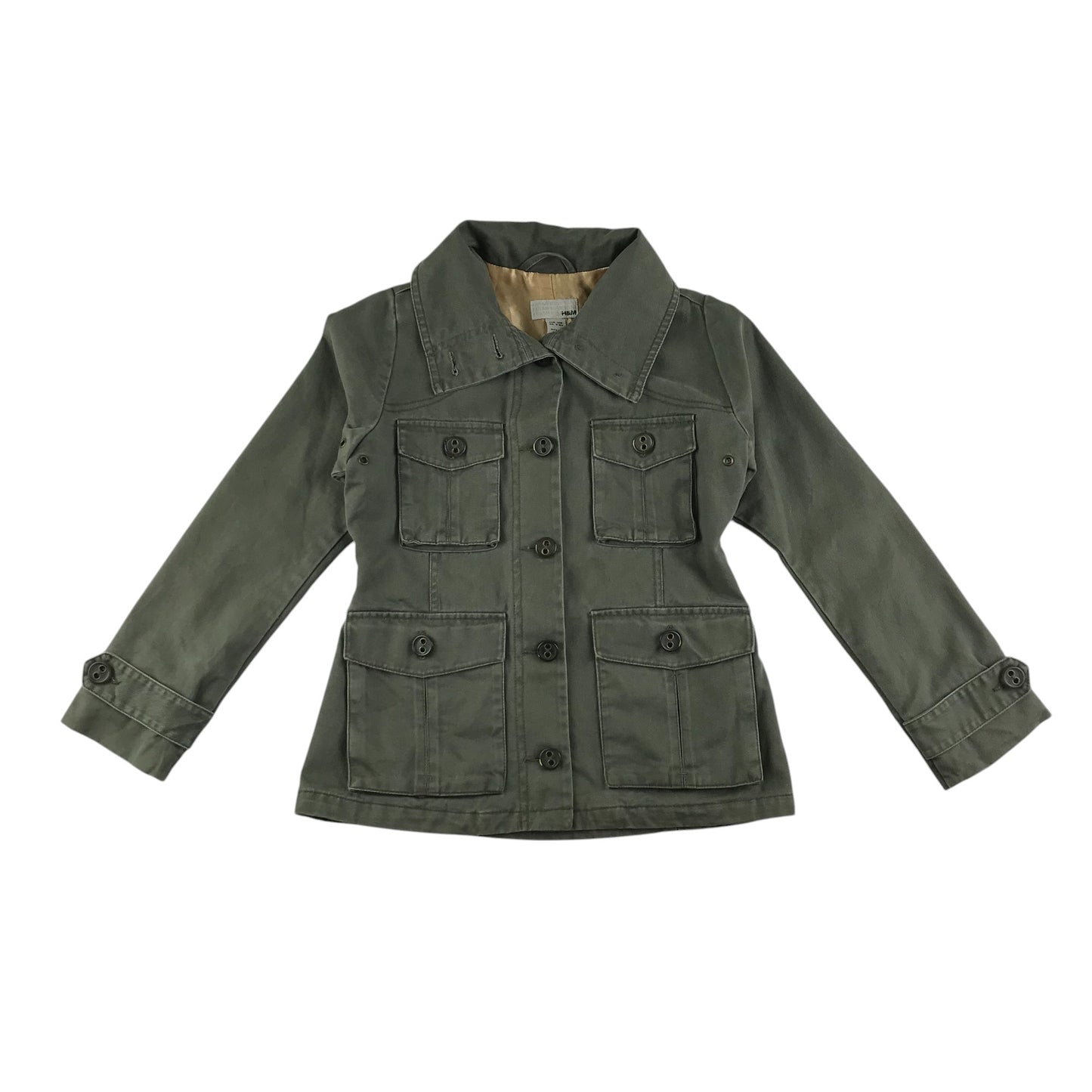 H&M jacket 7-8 years khaki green cotton canvas