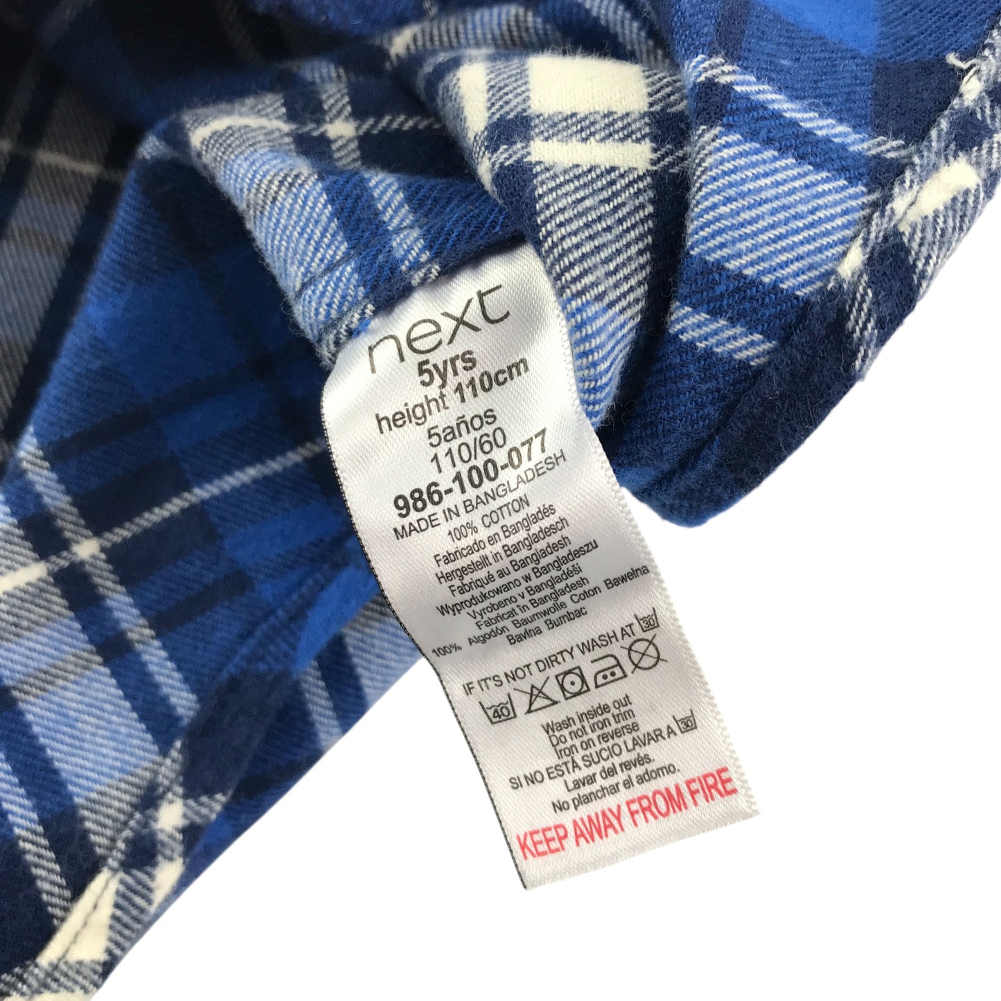 Next shirt 4-5 years blue checked patterns with buttons