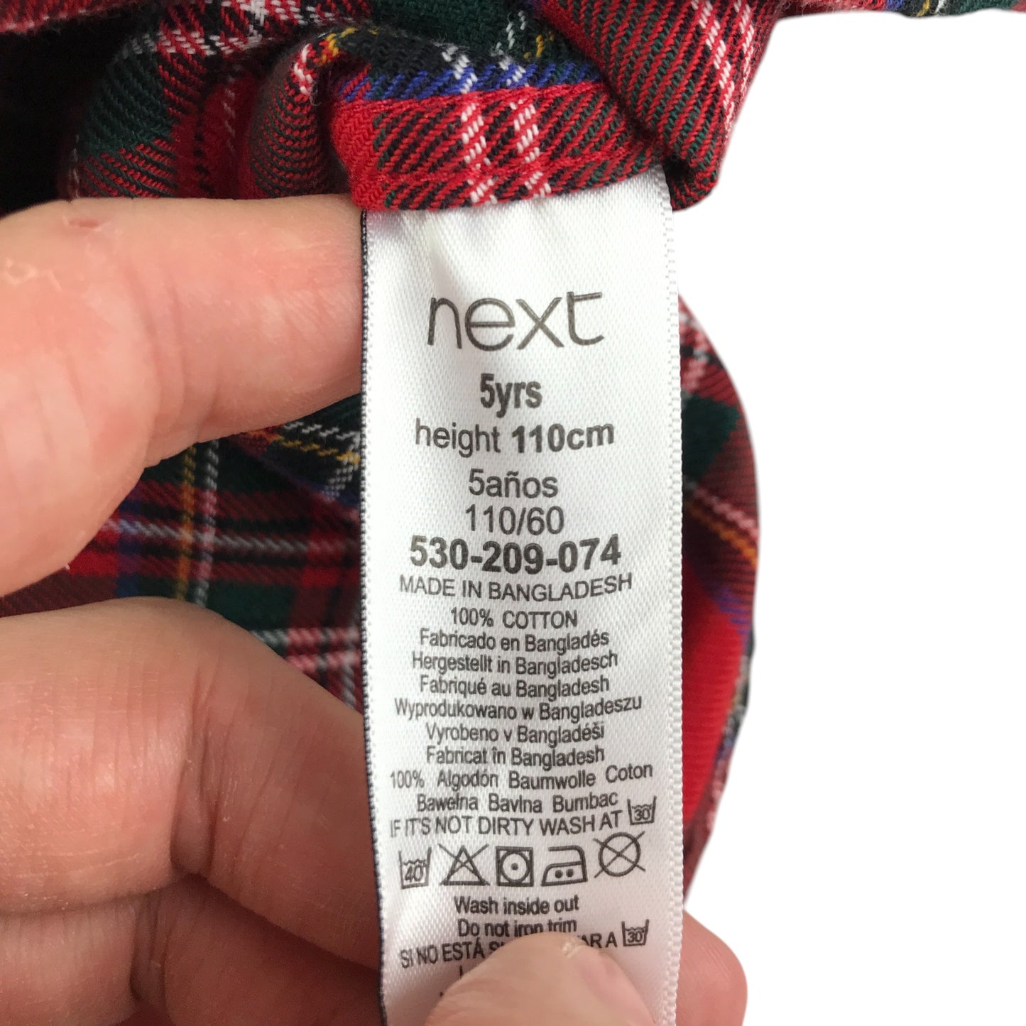 Next shirt 4-5 years red and green checked patterns with buttons