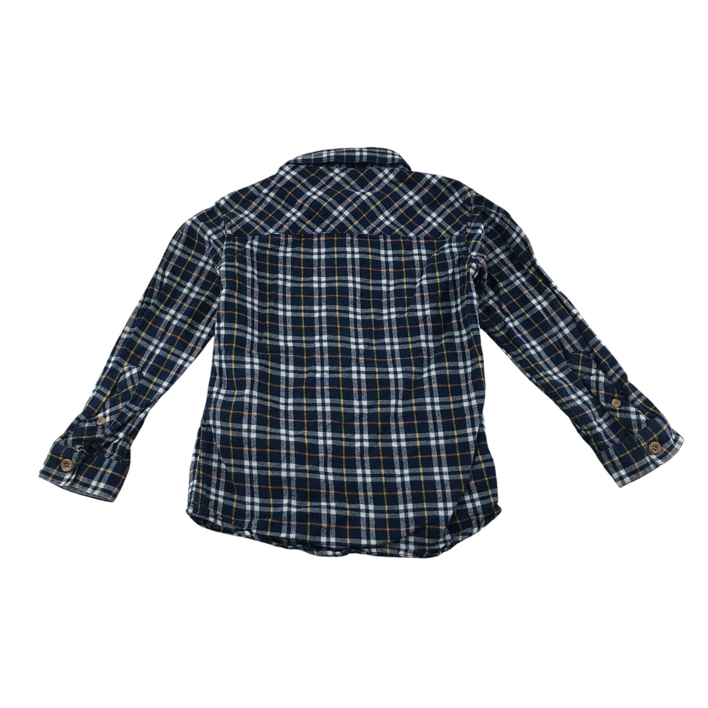 The Light House shirt 5-6 years navy with yellow checked pattern logo cotton