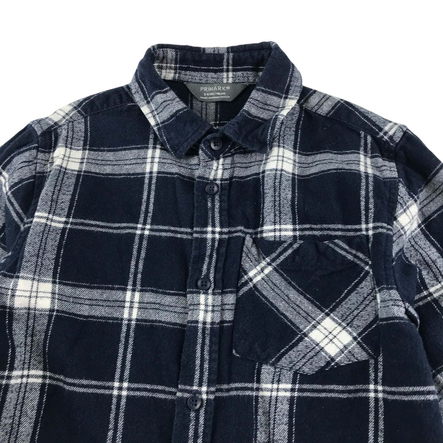 Primark shirt 5-6 years navy with white checked pattern cotton