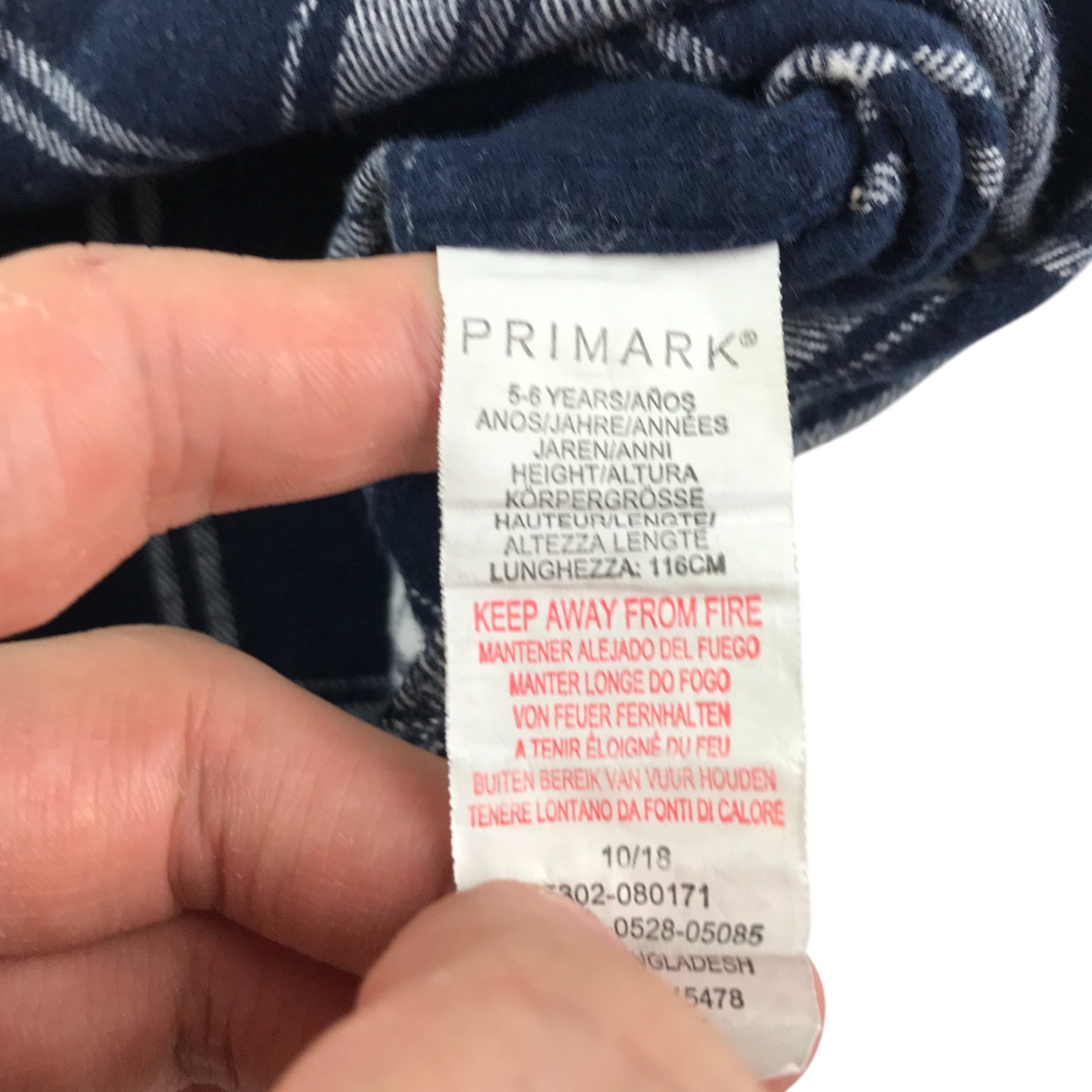 Primark shirt 5-6 years navy with white checked pattern cotton