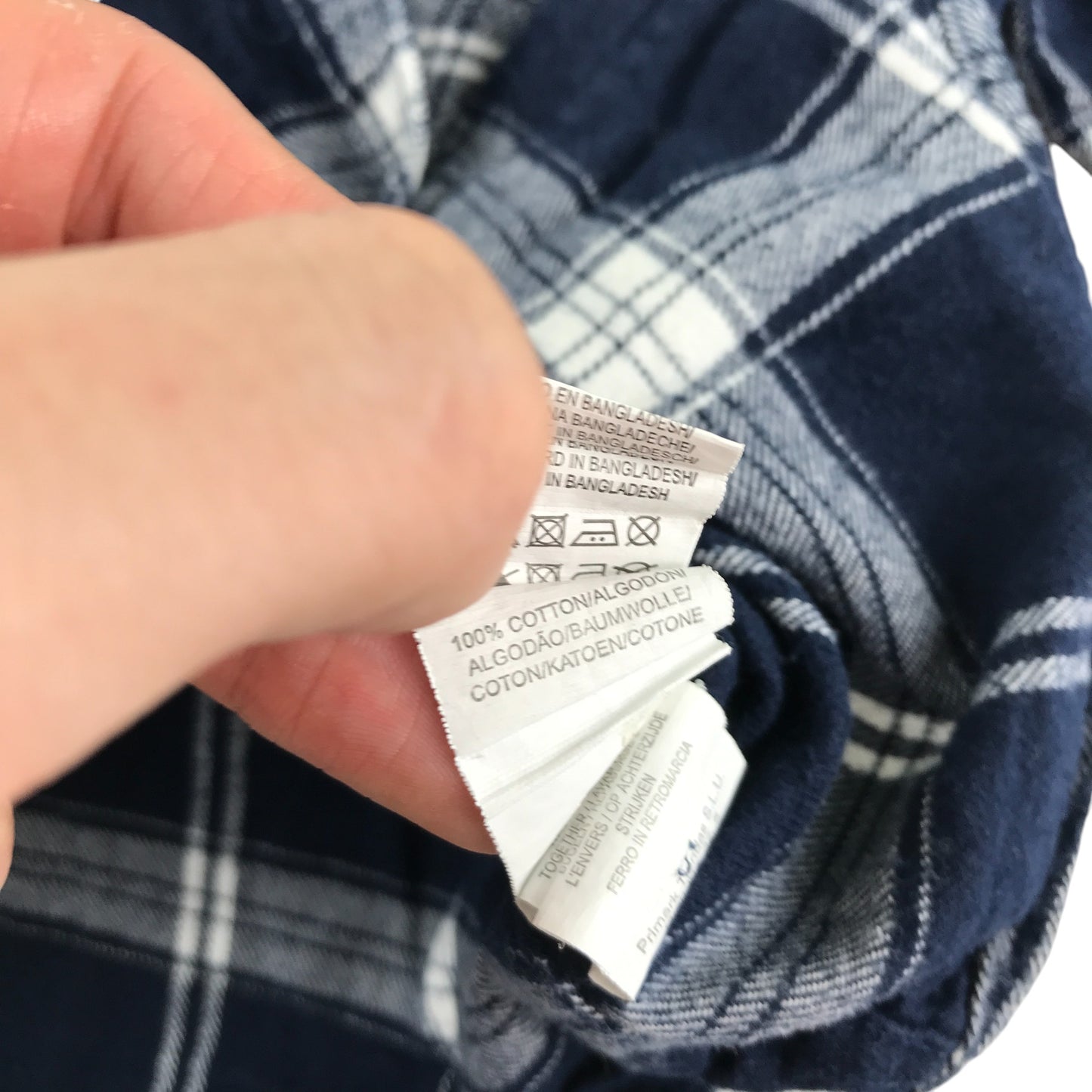 Primark shirt 5-6 years navy with white checked pattern cotton