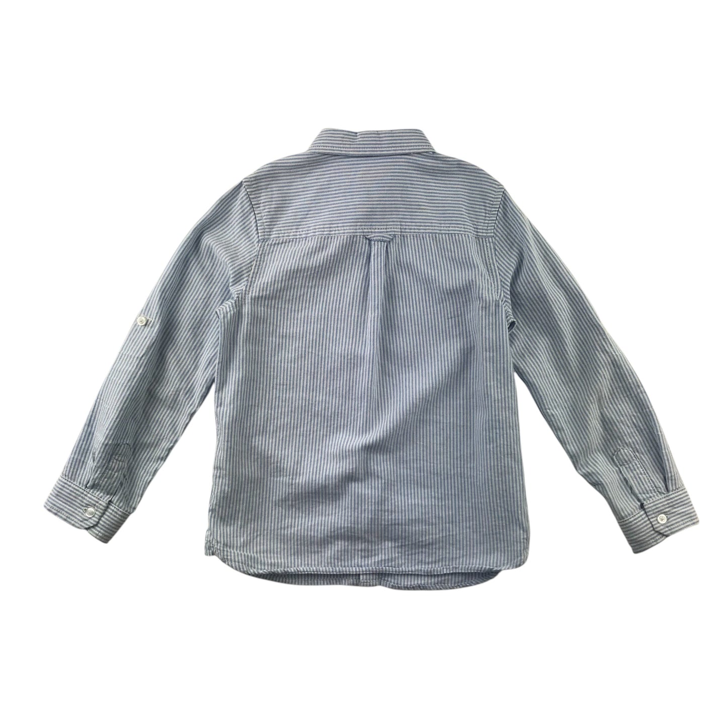 M&S Shirt 5-6 Years Blue and White Stripe Button-Up