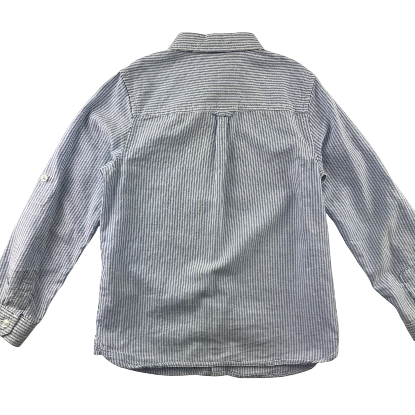 M&S Shirt 5-6 Years Blue and White Stripe Button-Up