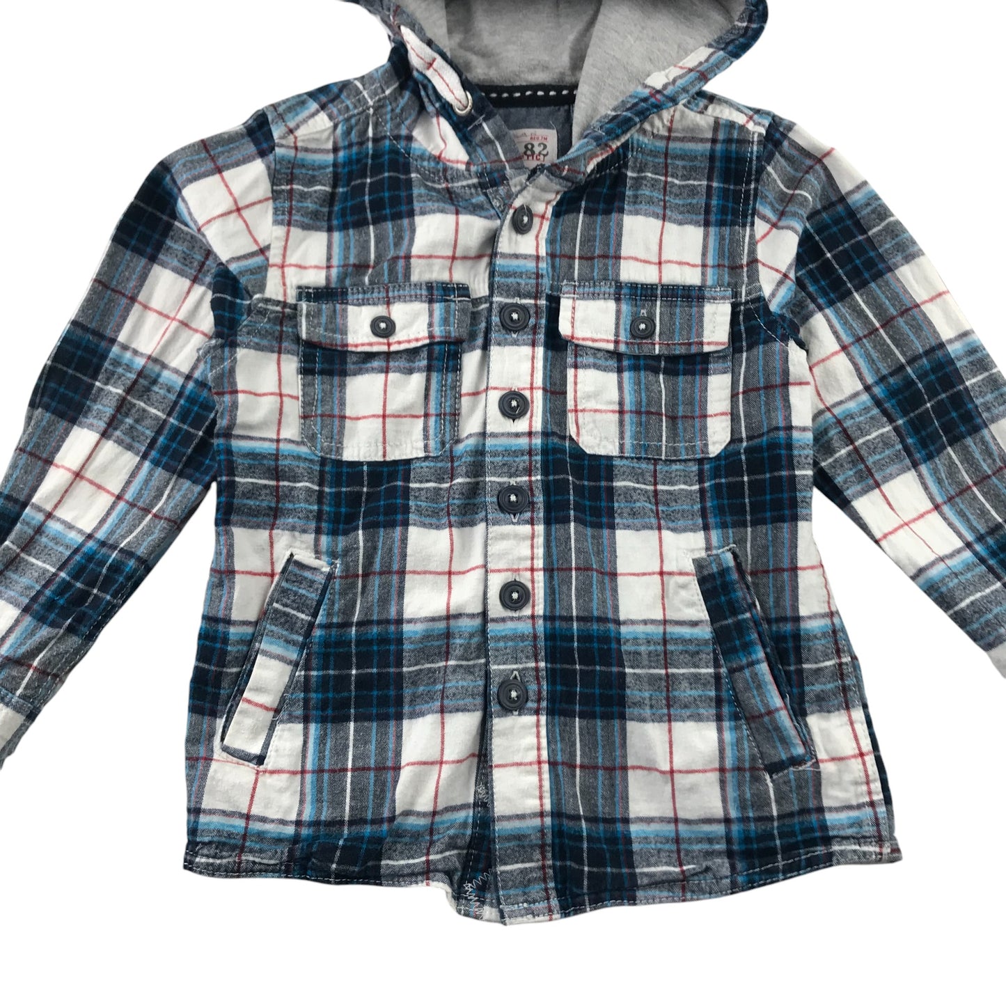 Next Shirt 4-5 Years White Checked Button-Up Cotton