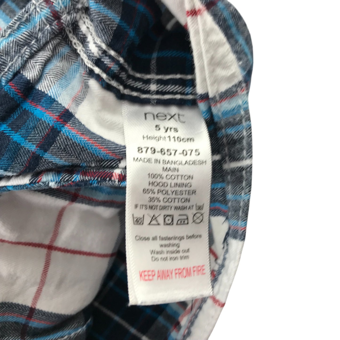 Next Shirt 4-5 Years White Checked Button-Up Cotton