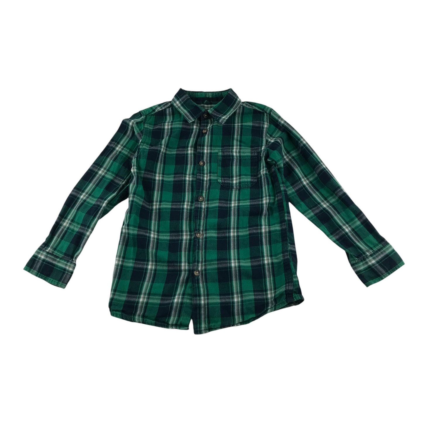 Primark shirt 6-7 years green with navy checked pattern cotton