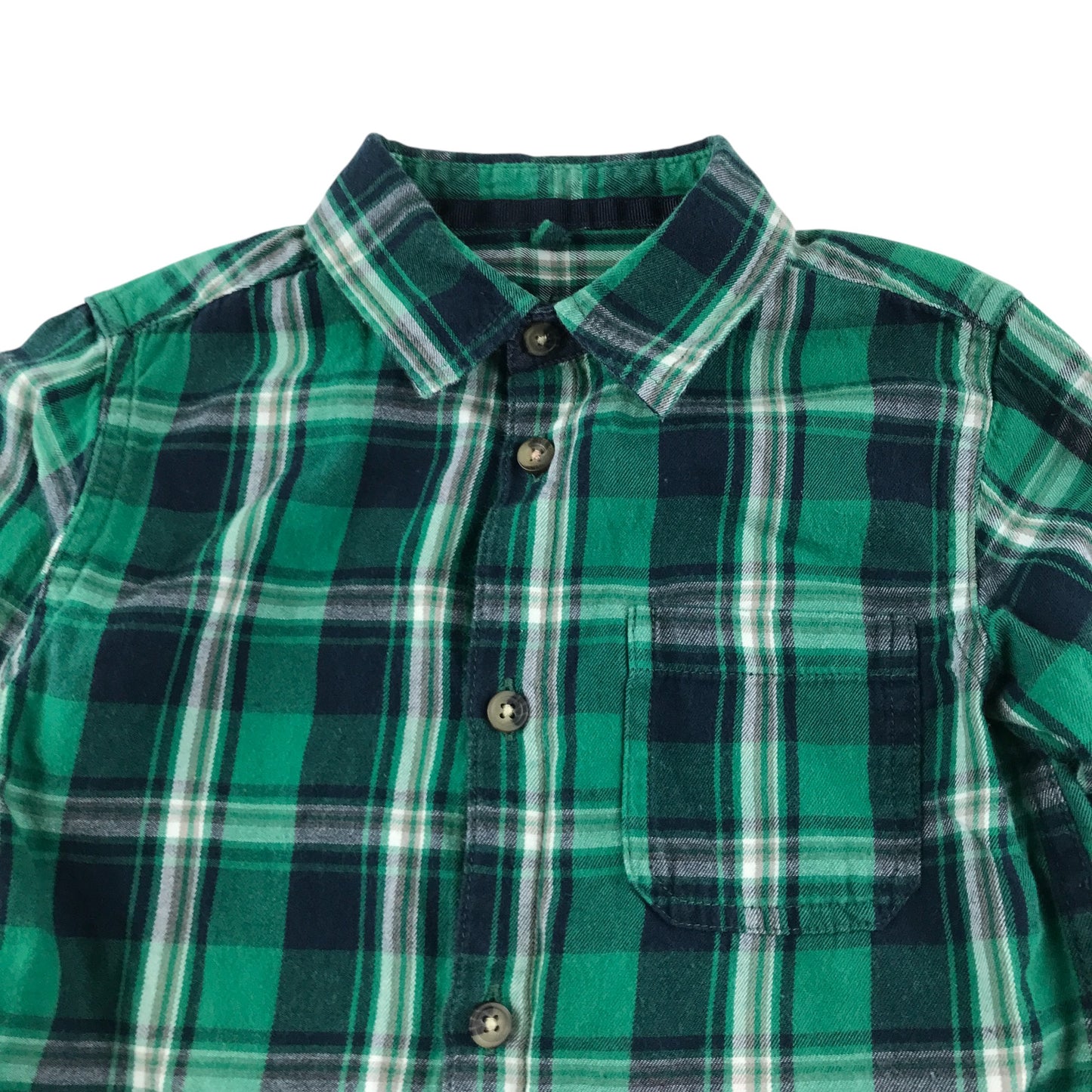 Primark shirt 6-7 years green with navy checked pattern cotton