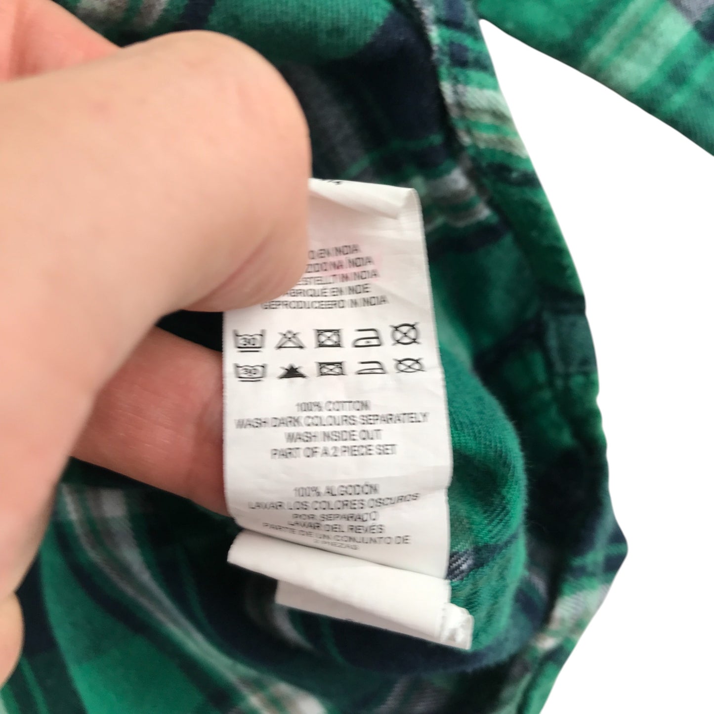 Primark 6-7 years green with navy checked cotton shirt