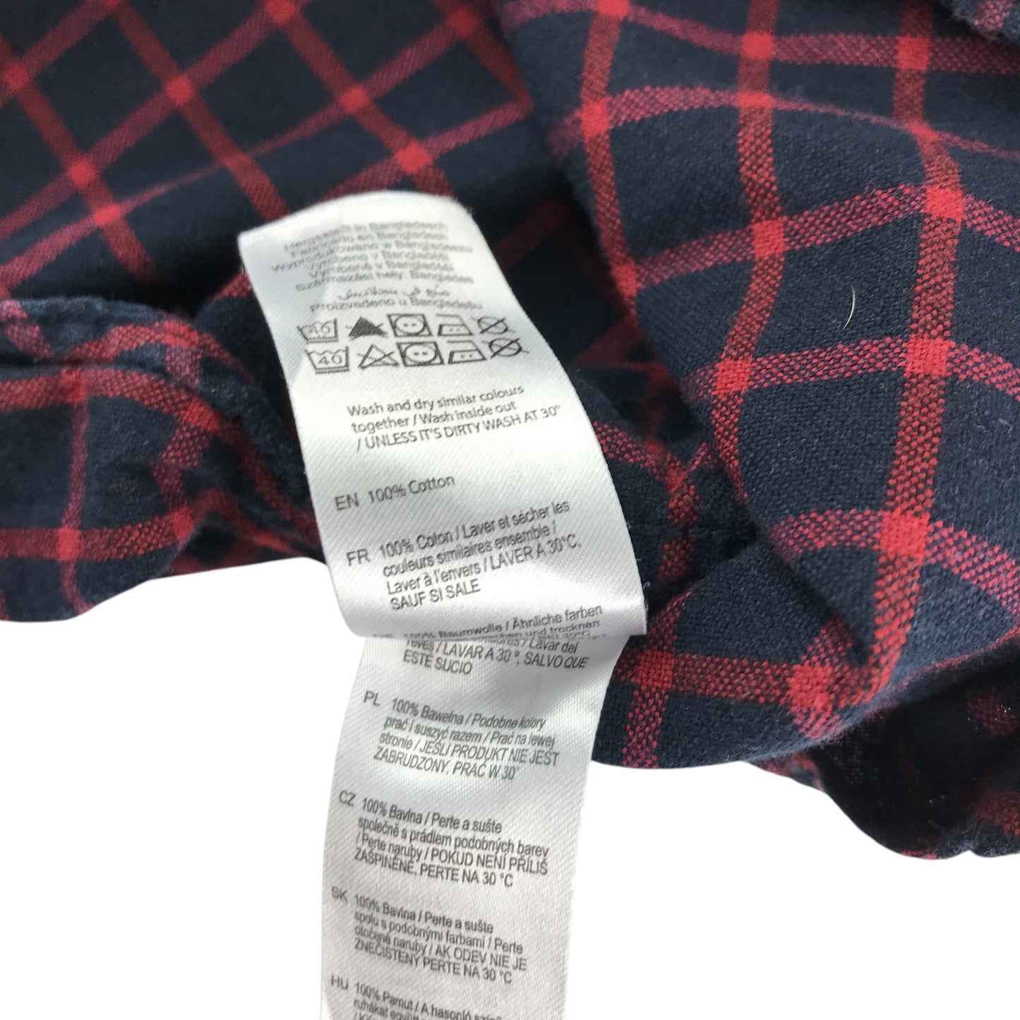 F&F shirt 8-9 years navy and red checked pattern cotton