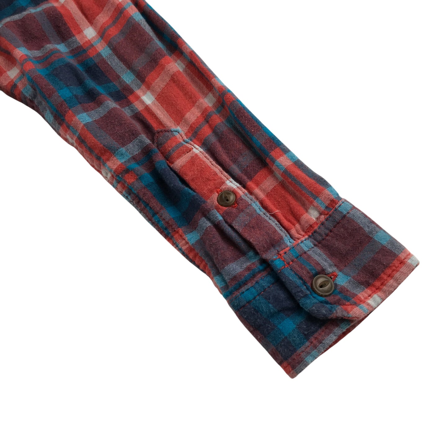 M&S shirt 9-10 years red and blue checked pattern cotton