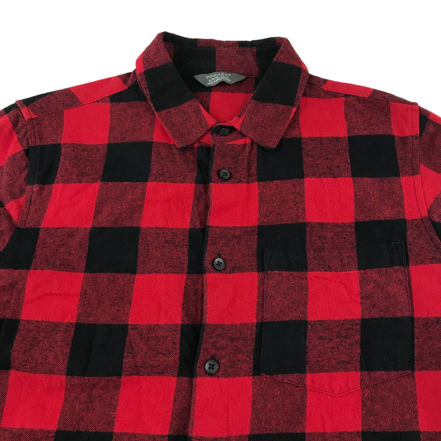 Primark shirt 12-13 years red and black checked pattern cotton