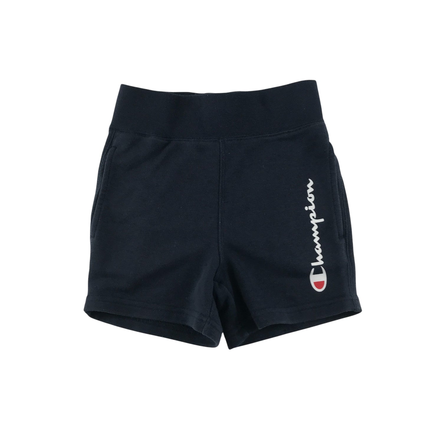 Champions shorts 5-6 years navy blue jersey with elasticated waistband