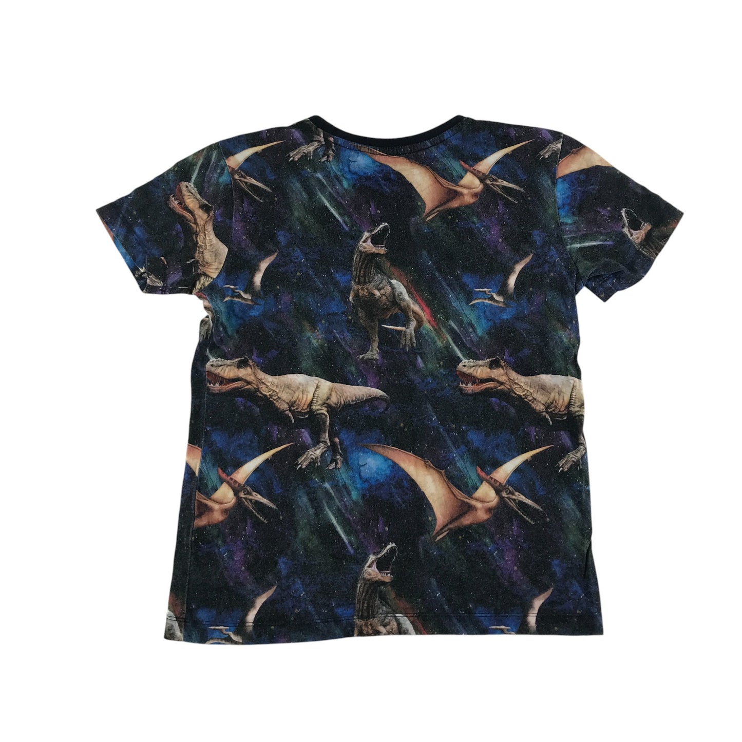 Next t-shirt 7-8 years black galaxy dinosaur graphic print cotton