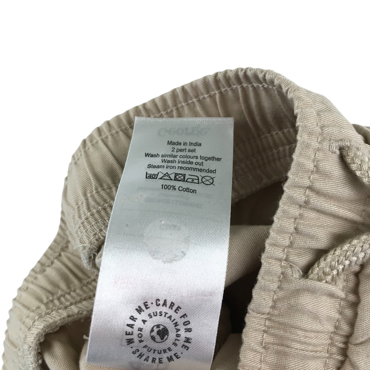 George shorts 4-5 years beige plain elasticated waist cotton