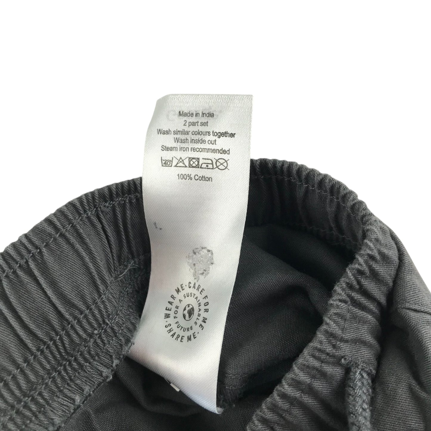 George 4-5 years dark grey plain elasticated waist cotton shorts