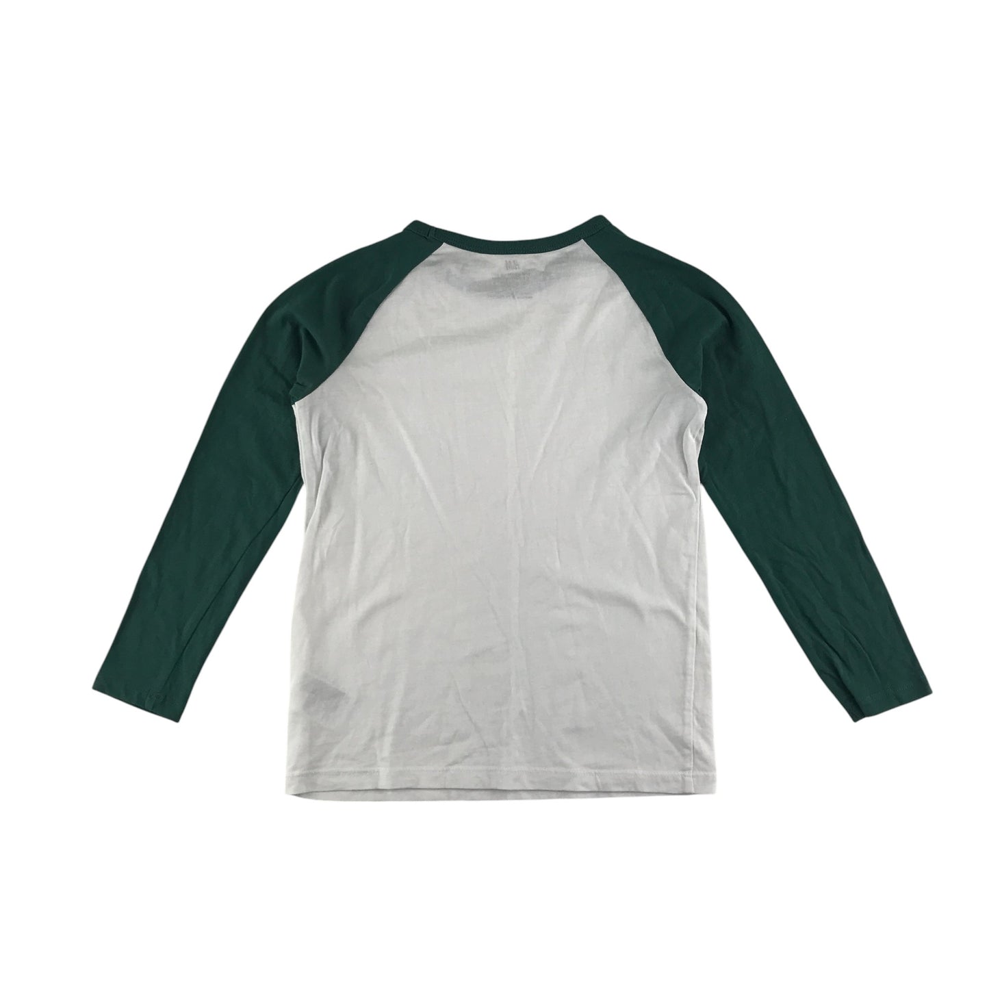 H&M t-shirt 7-8 years white with green sleeves cotton