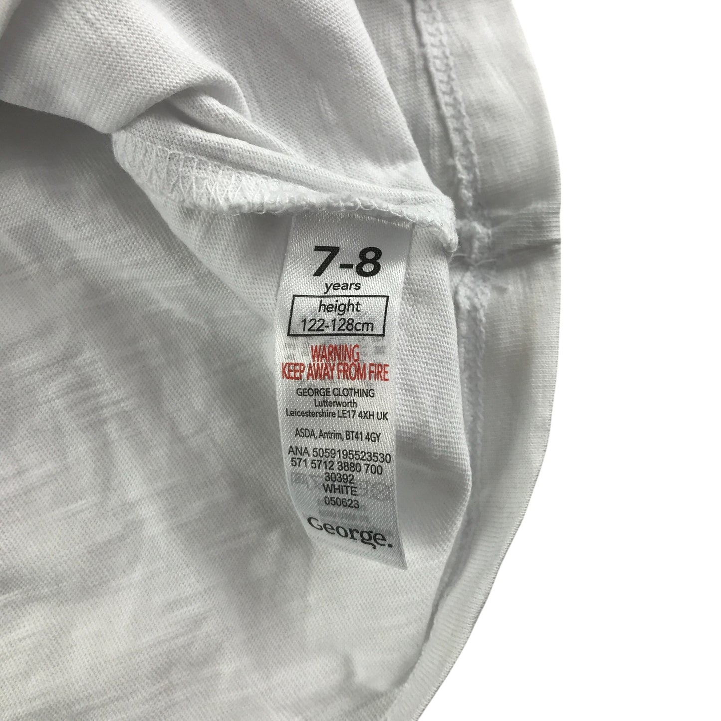 George t-shirt 7-8 years white graphic design cotton