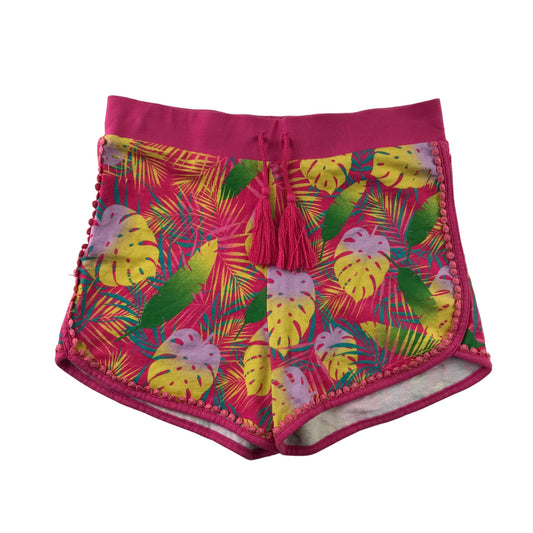 George Shorts Age 7 Pink Cotton Leaf Pattern