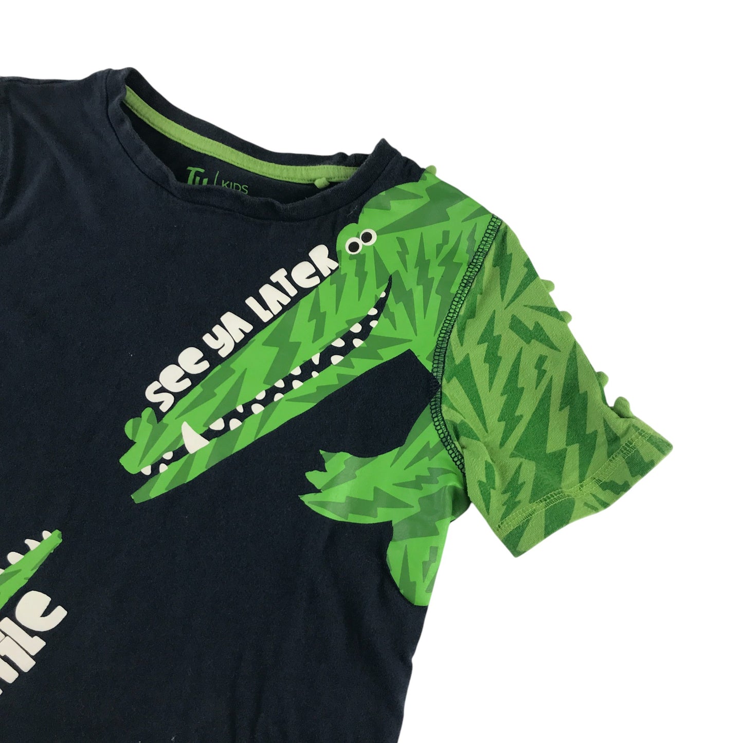 Tu t-shirt 7-8 years navy with crocodile graphic print design cotton
