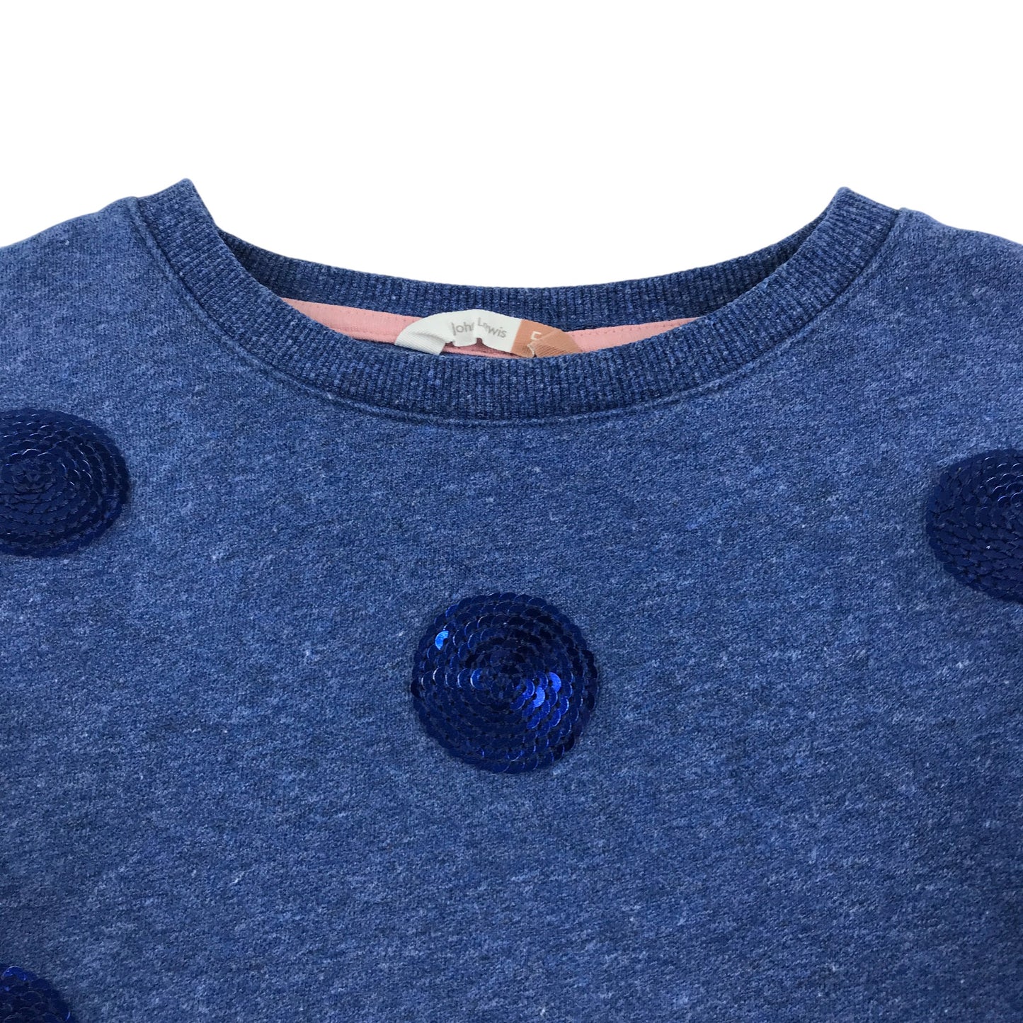 John Lewis sweater 4-5 years navy sequin circle design crewneck cotton