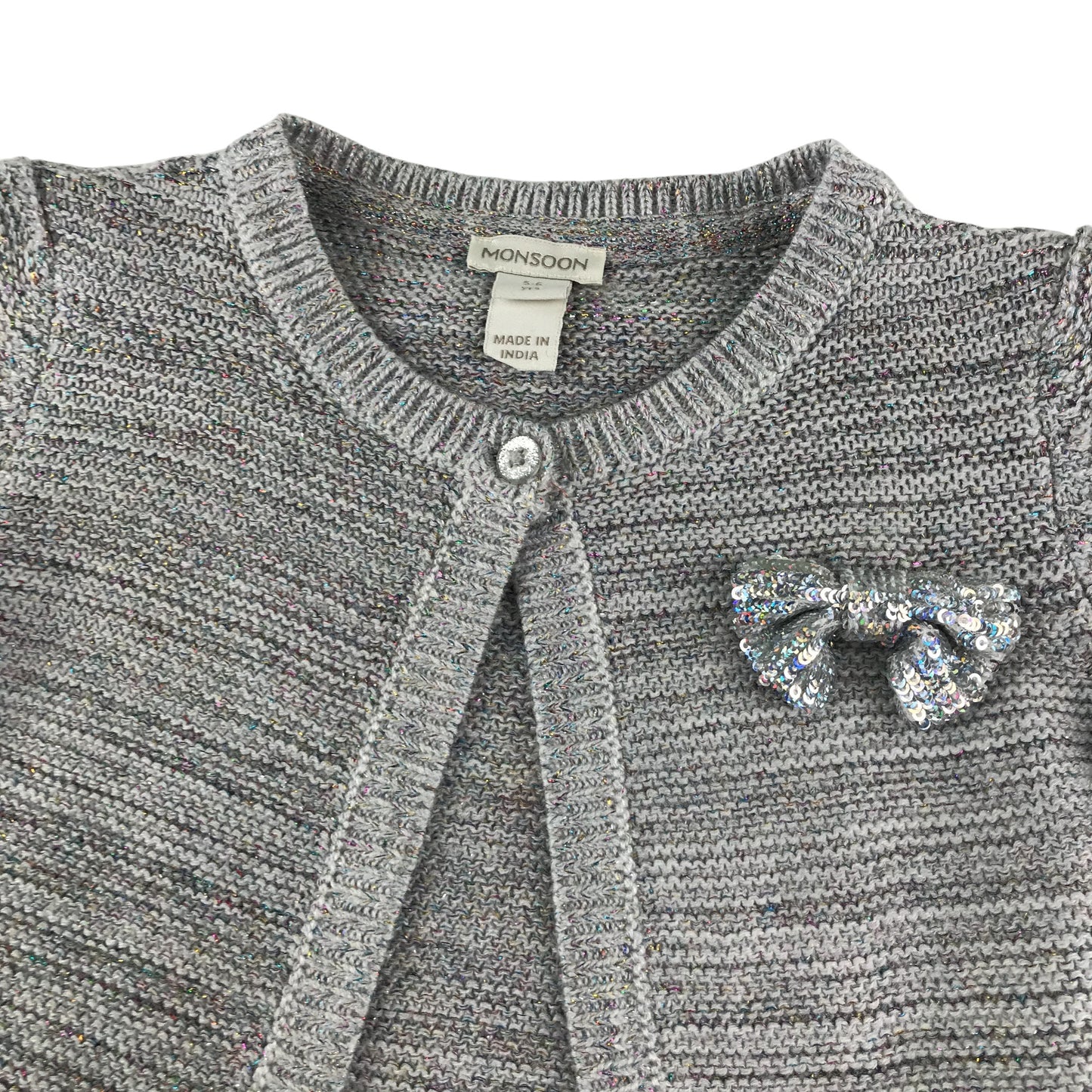 Monsoon cardigan 5-6 years grey bolero knitwear with sequin bowtie
