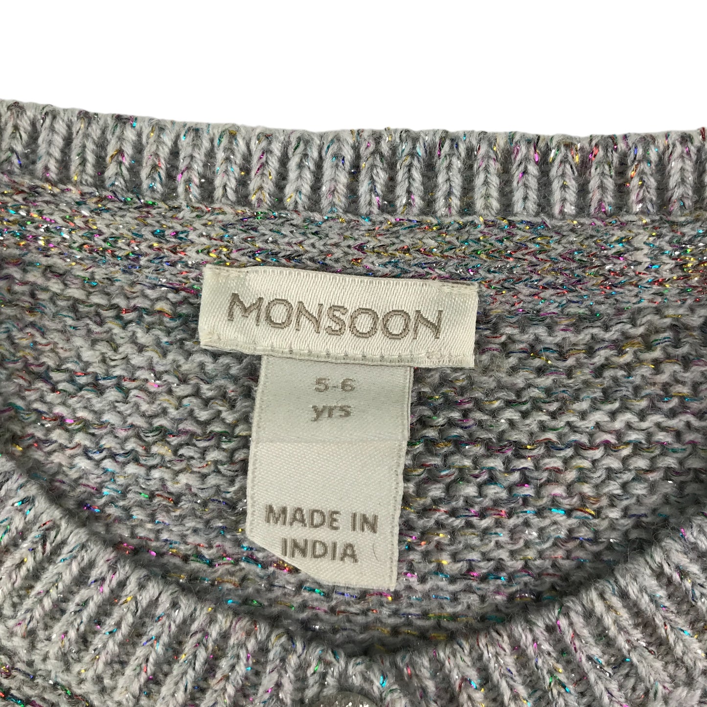 Monsoon cardigan 5-6 years grey bolero knitwear with sequin bowtie