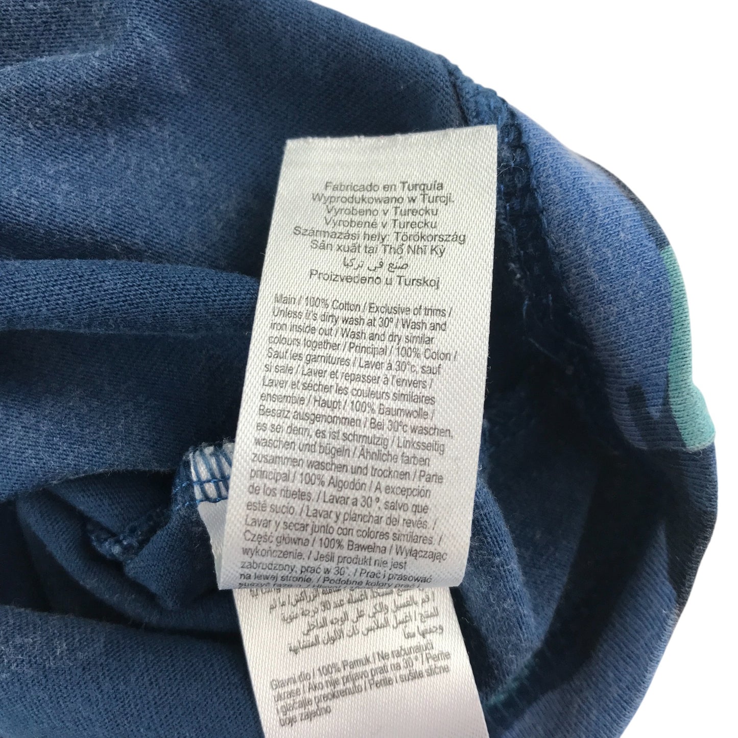 F&F t-shirt 8-9 years blue navy and black camo design with front pocket cotton