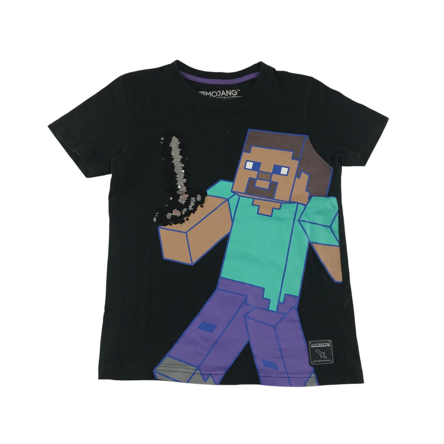 Nutmeg T-shirt 9-10 years black Minecraft Steve graphic design cotton